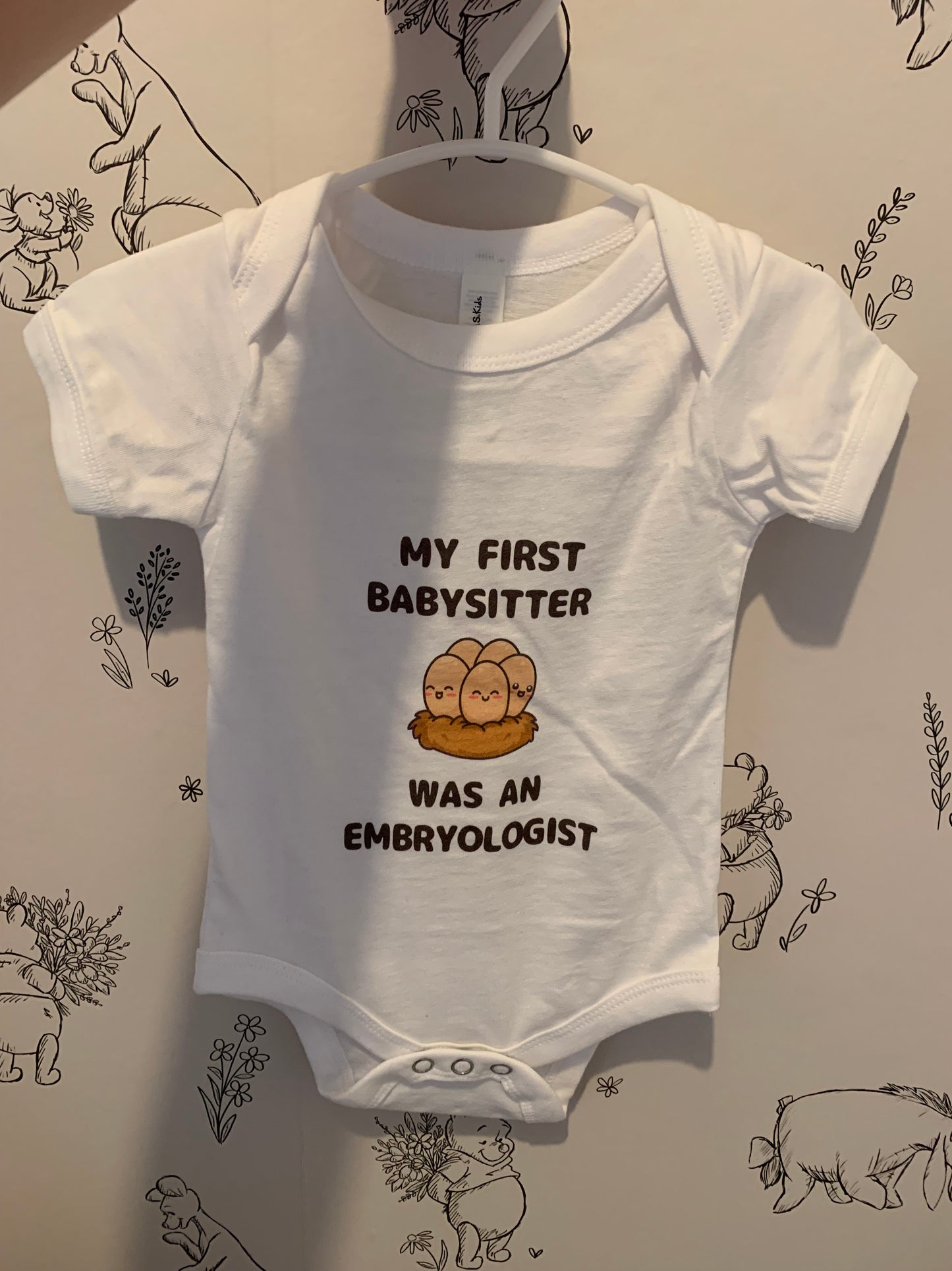 My first babysitter was an embryologist - ivf baby onesie babygrow