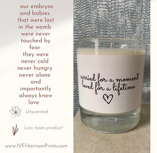 Carried for a moment loved for a lifetime - baby loss miscarriage chemical ectopic rainbow baby - Glass jar soy wax candle