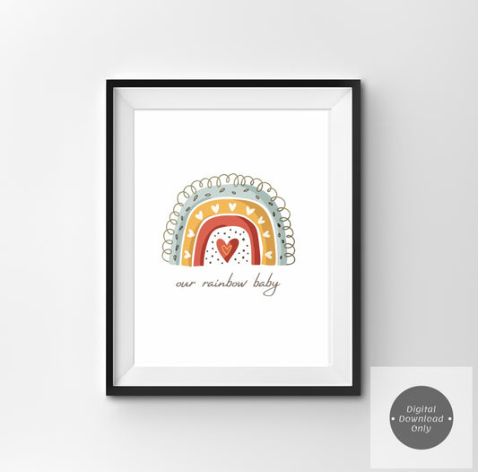 Rainbow baby print digital download nursery art print ivf gift 