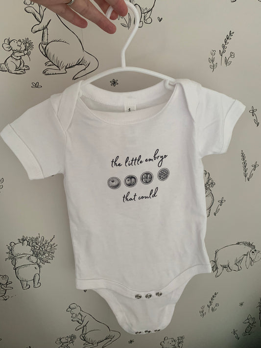 The little embryo that could ivf inspired newborn baby vest babygrow  outfit