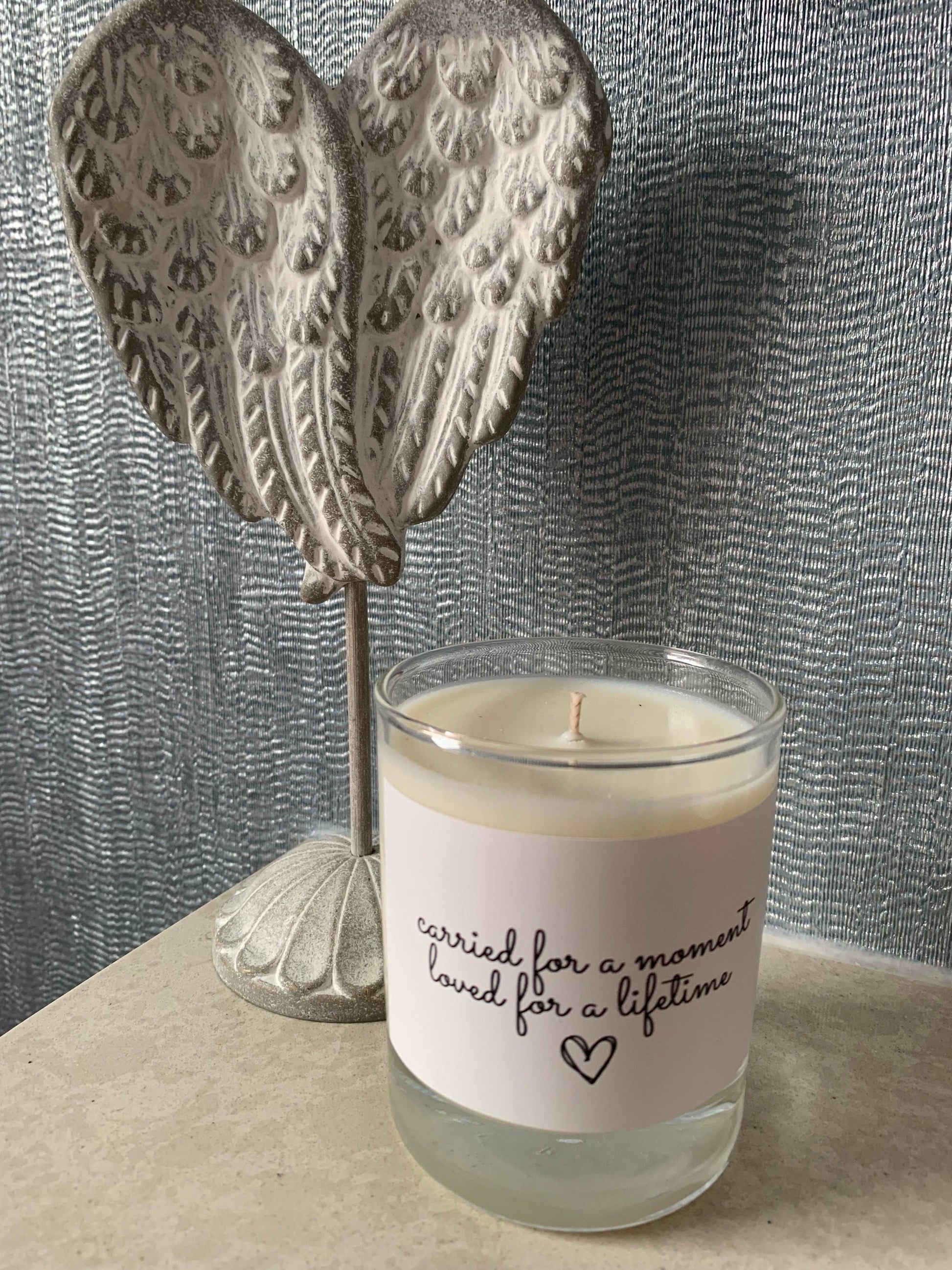 Carried for a moment loved for a lifetime - baby loss miscarriage remembrance memorial vigil - Glass jar soy wax candle