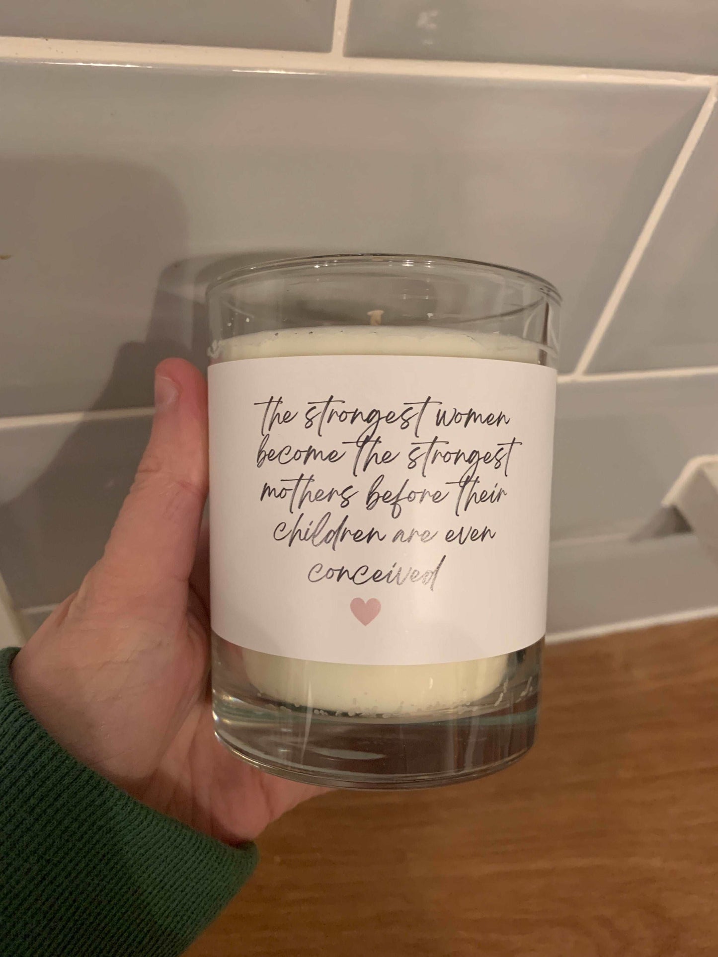 The strongest women - ivf Ttc baby affirmation infertility support Glass jar soy wax candle gift present for her friend wife partner smbc