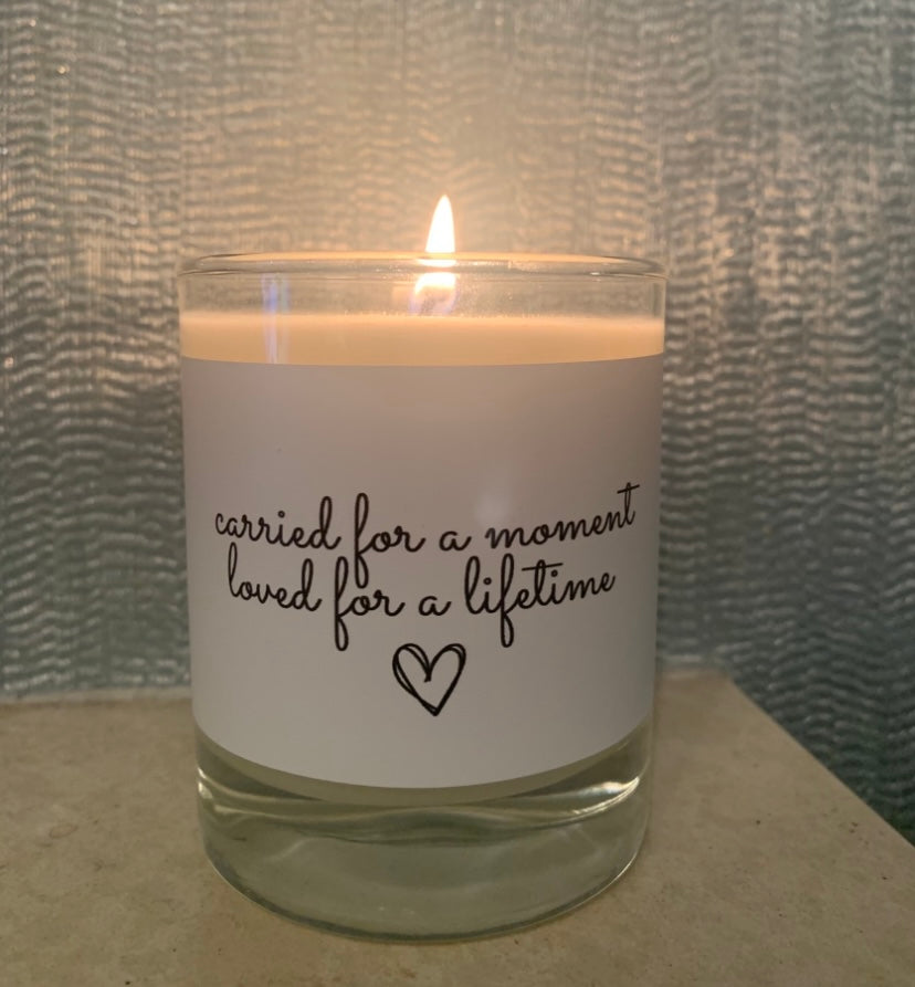 Carried for a moment loved for a lifetime - baby loss miscarriage chemical ectopic rainbow baby - Glass jar soy wax candle