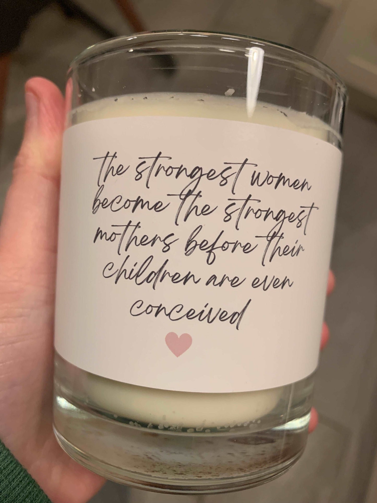 The strongest women - ivf Ttc baby affirmation infertility support Glass jar soy wax candle gift present for her friend wife partner smbc