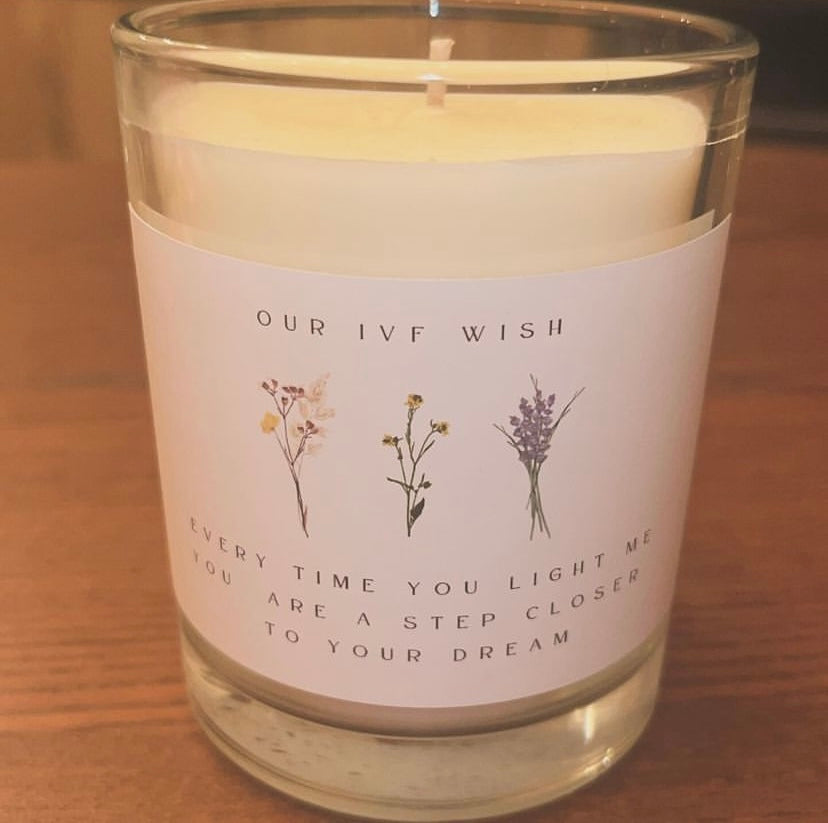 Our ivf wish ivf infertility gift Glass jar soy wax candle - affirmation trying to conceive ivf cycle treatment gift