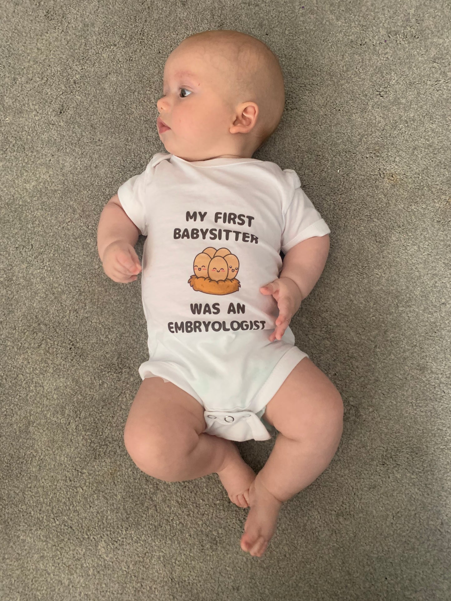 My first babysitter was an embryologist - ivf baby onesie babygrow