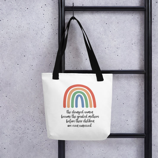 The strongest women ttc ivf infertility affirmation rainbow Tote bag gift