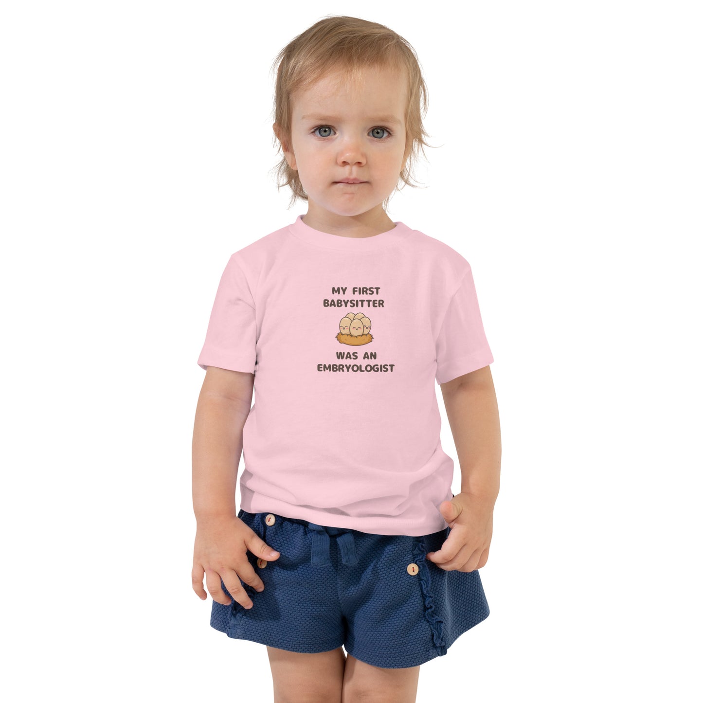 IVF family success story kids child’s Toddler Short Sleeve Tee T-shirt my first babysitter was an embryologist ( white pink or blue )