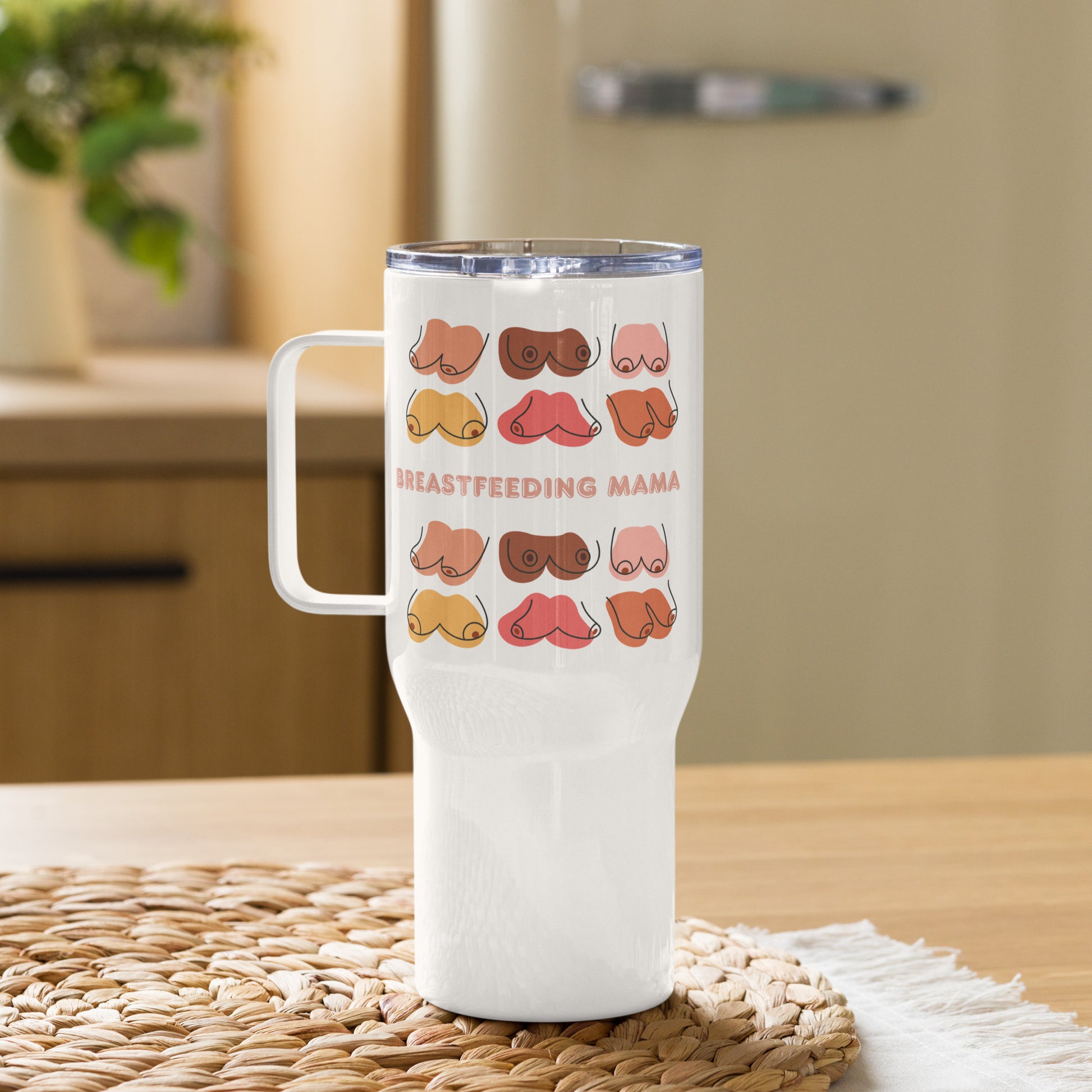 Breastfeeding travel mug cup gift boobs boobies breast milk 