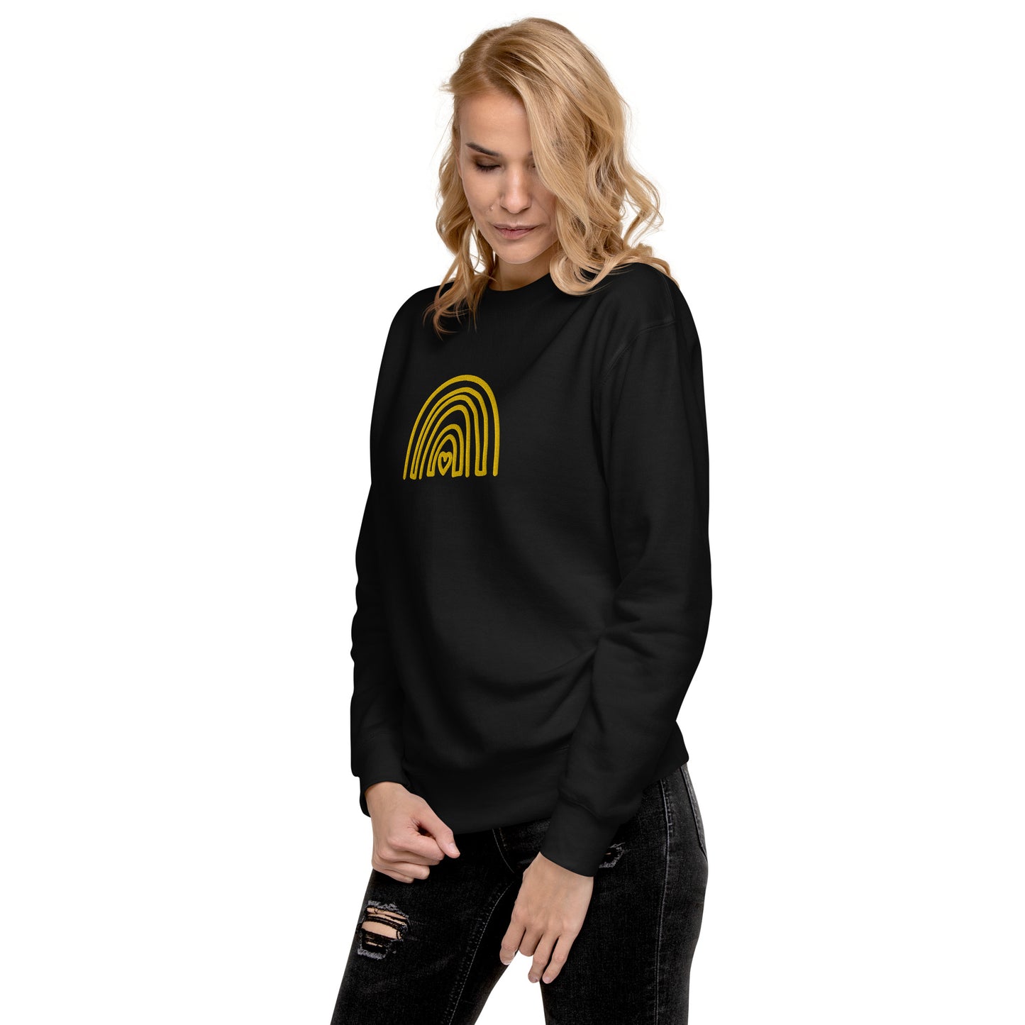 Yellow rainbow embroidered Premium Sweatshirt