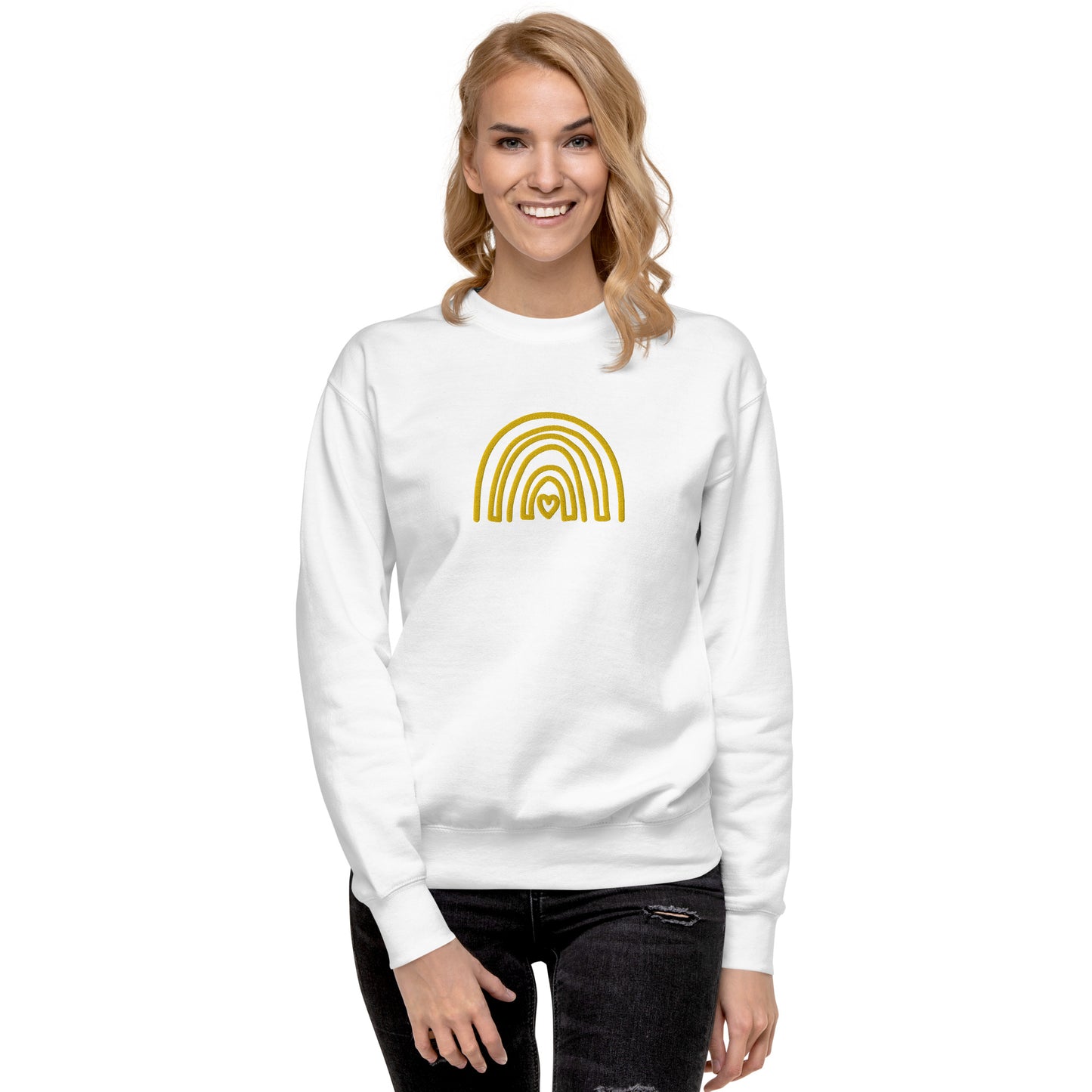 Yellow rainbow embroidered Premium Sweatshirt