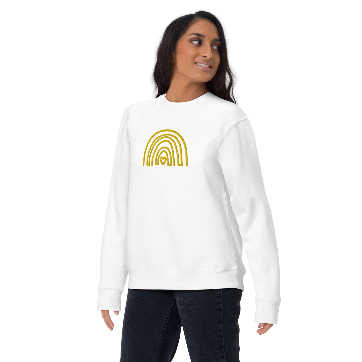 Yellow rainbow embroidered Premium Sweatshirt