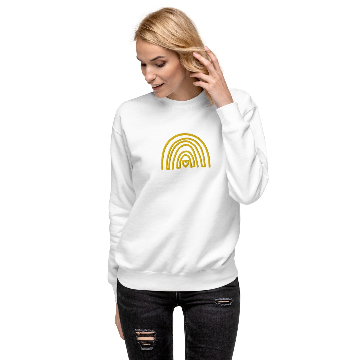 Yellow rainbow embroidered Premium Sweatshirt